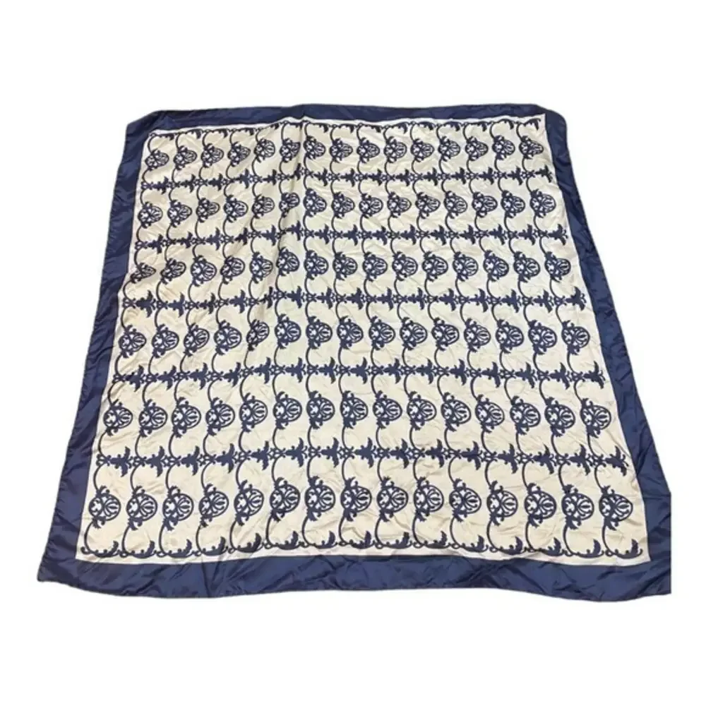 Vintage Blue‎ and Gray Scarf 100% Acetate Made in Italy 27x 27 Inches square
